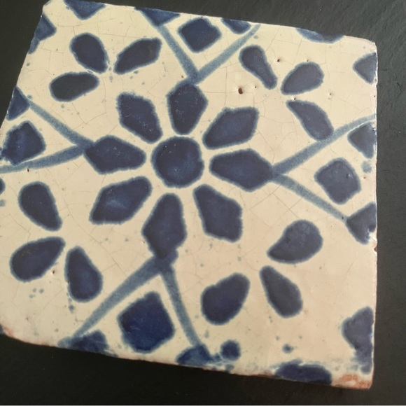 Mexican Hand Painted Terra-Cotta Talavera Vintage Tiles Set of 4 - Picture 15 of 16